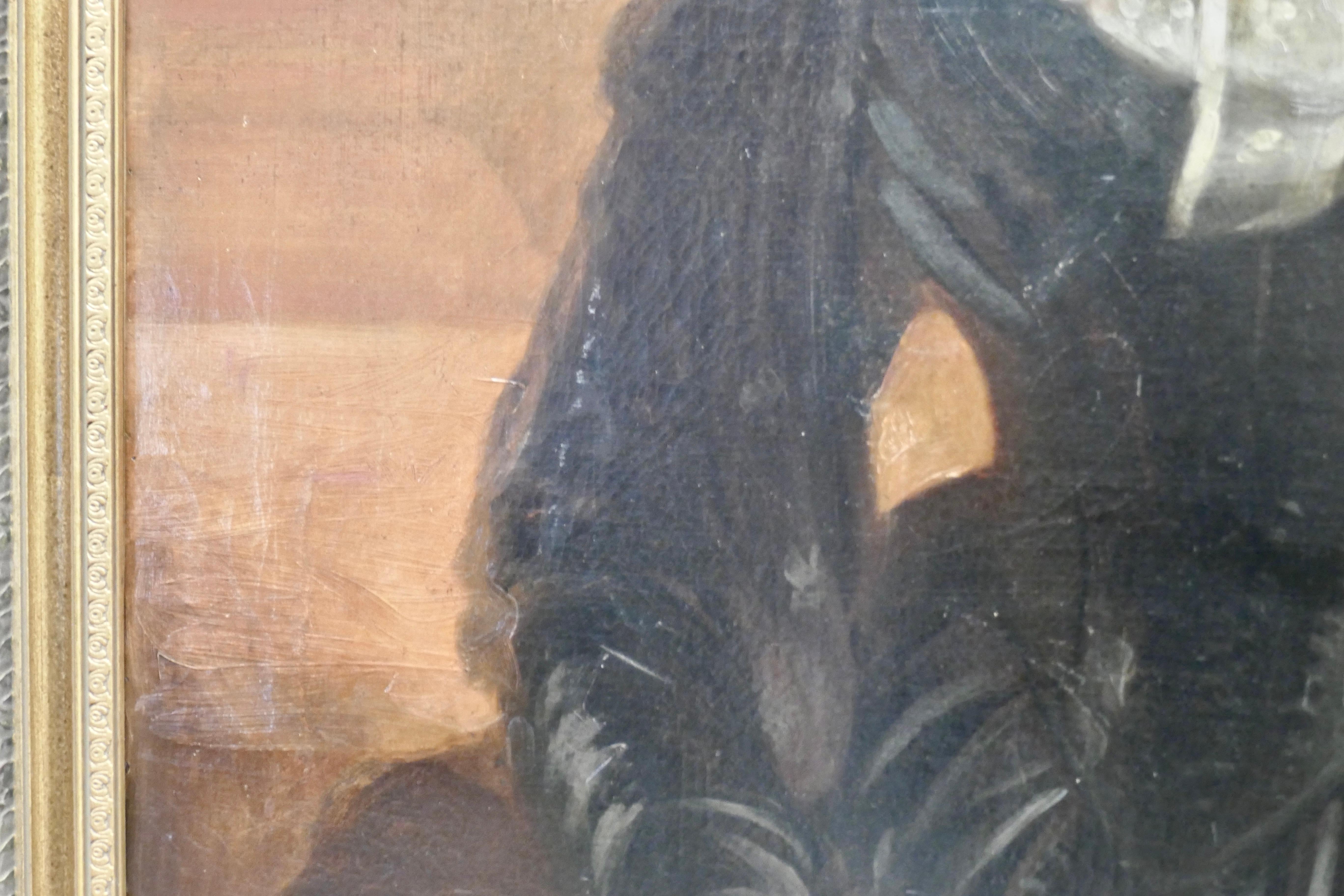 Portrait d'une femme sur toile du XIXe siècle, huile sur toile en vente 1