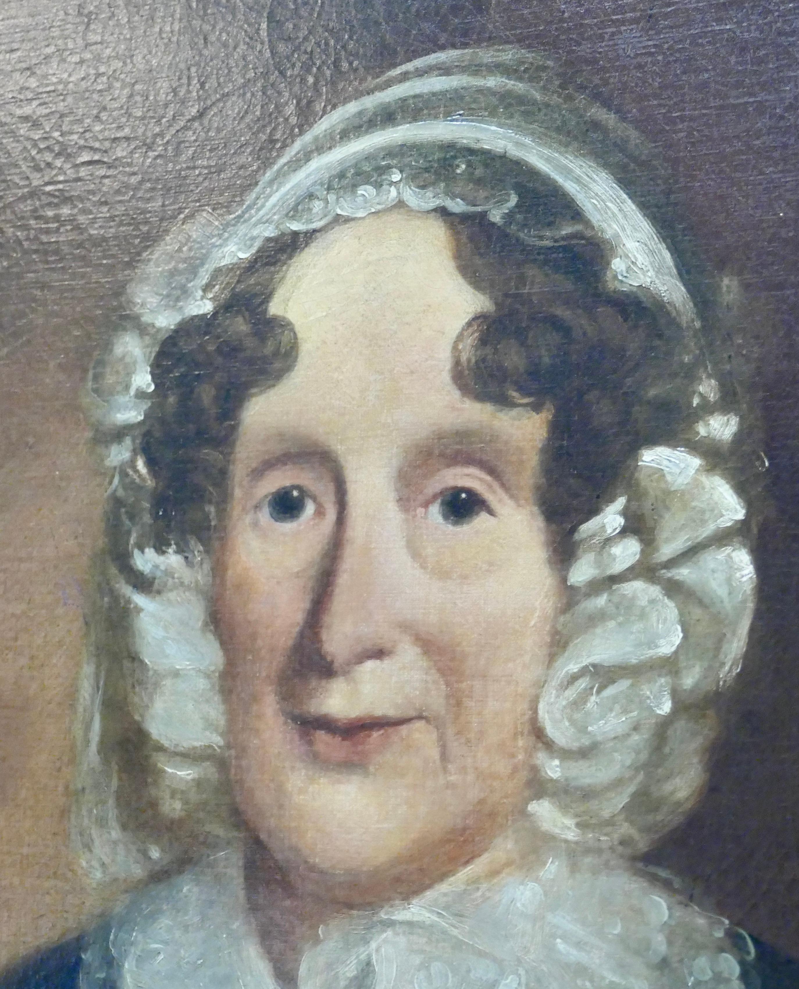 Portrait d'une femme sur toile du XIXe siècle, huile sur toile en vente 3