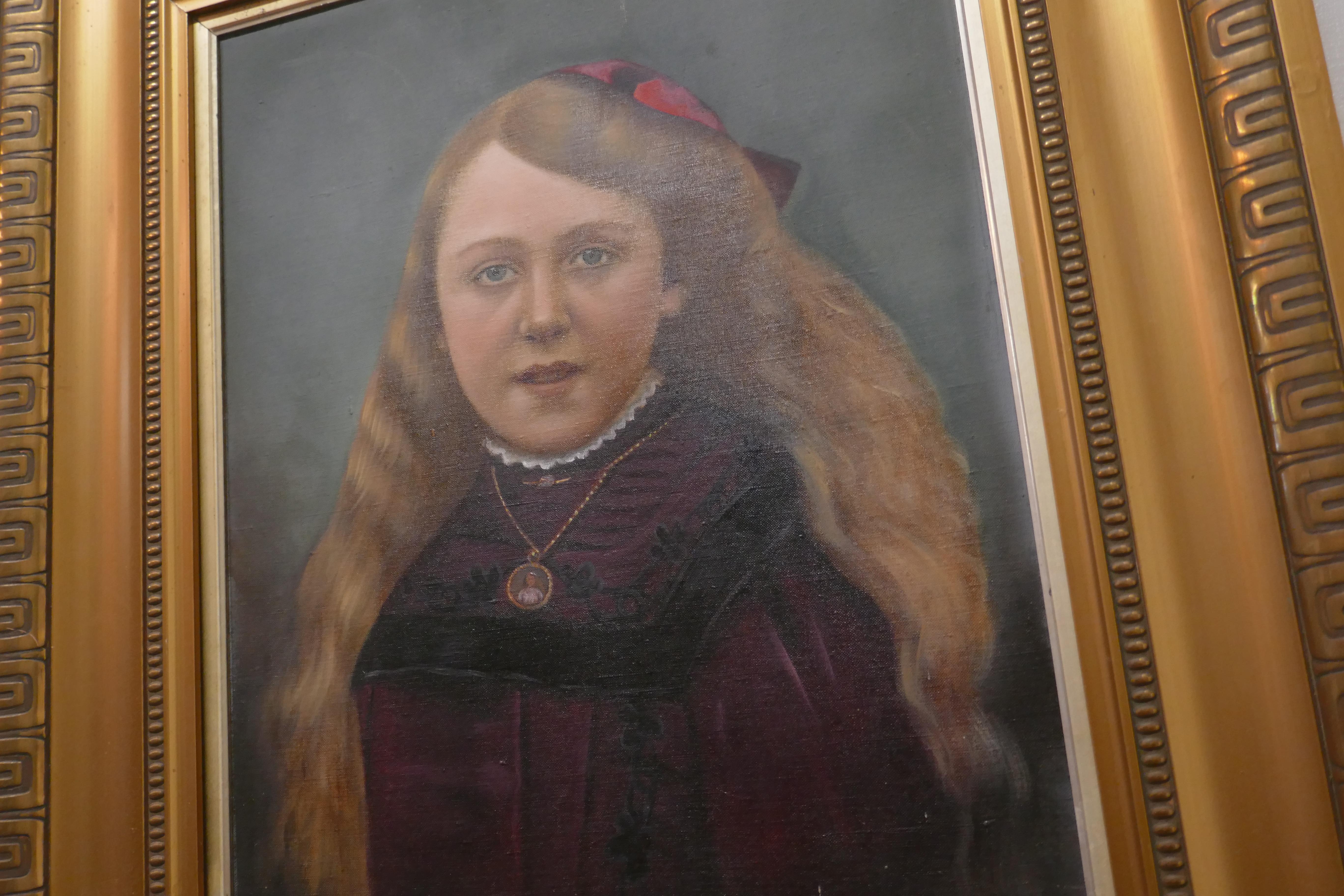 Öl auf Leinwand, Porträt eines jungen Mädchens, 19. Jahrhundert im Angebot 3