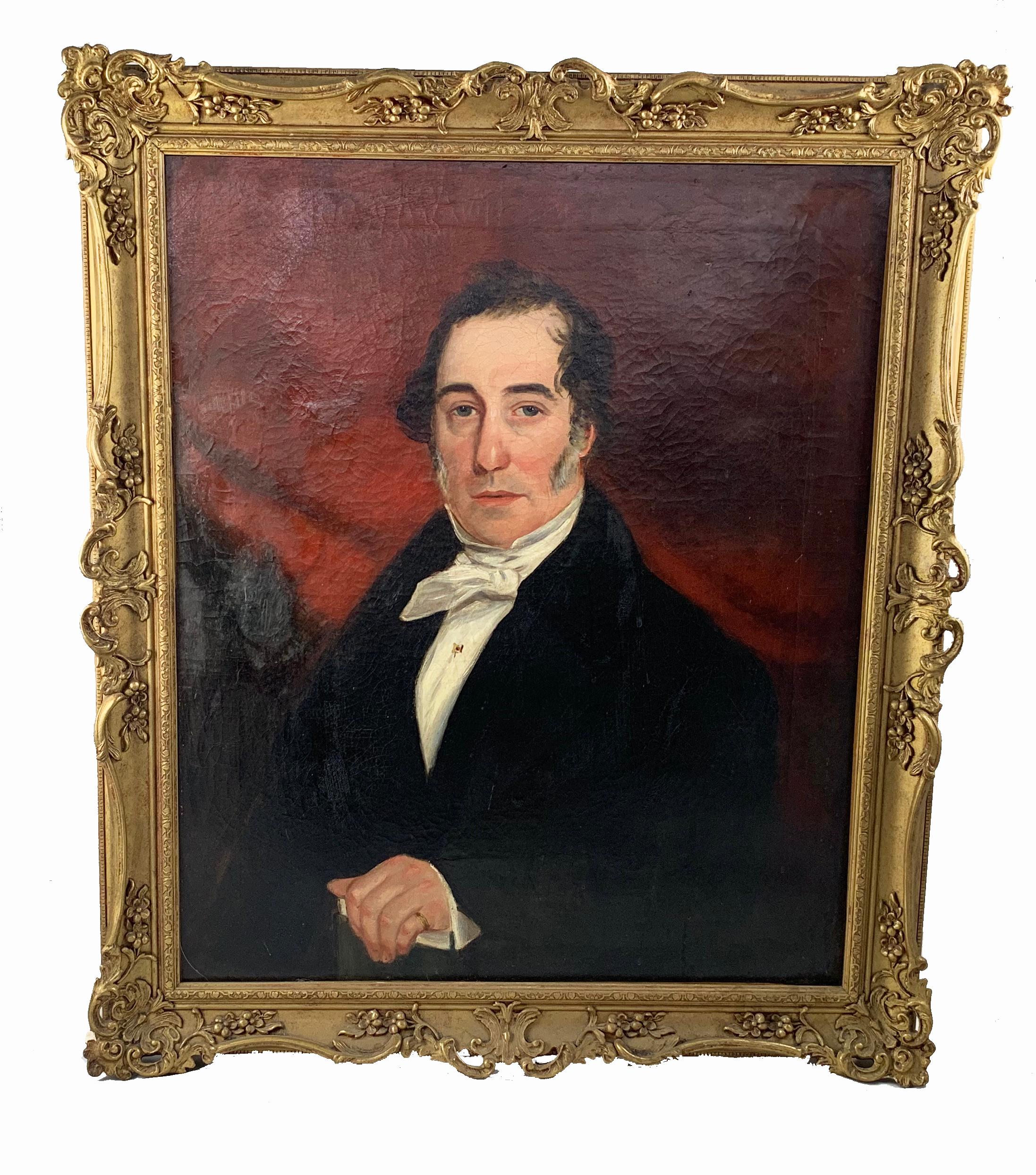 19th Century Oil On Canvas Portrait Of An English Gentleman For Sale 5