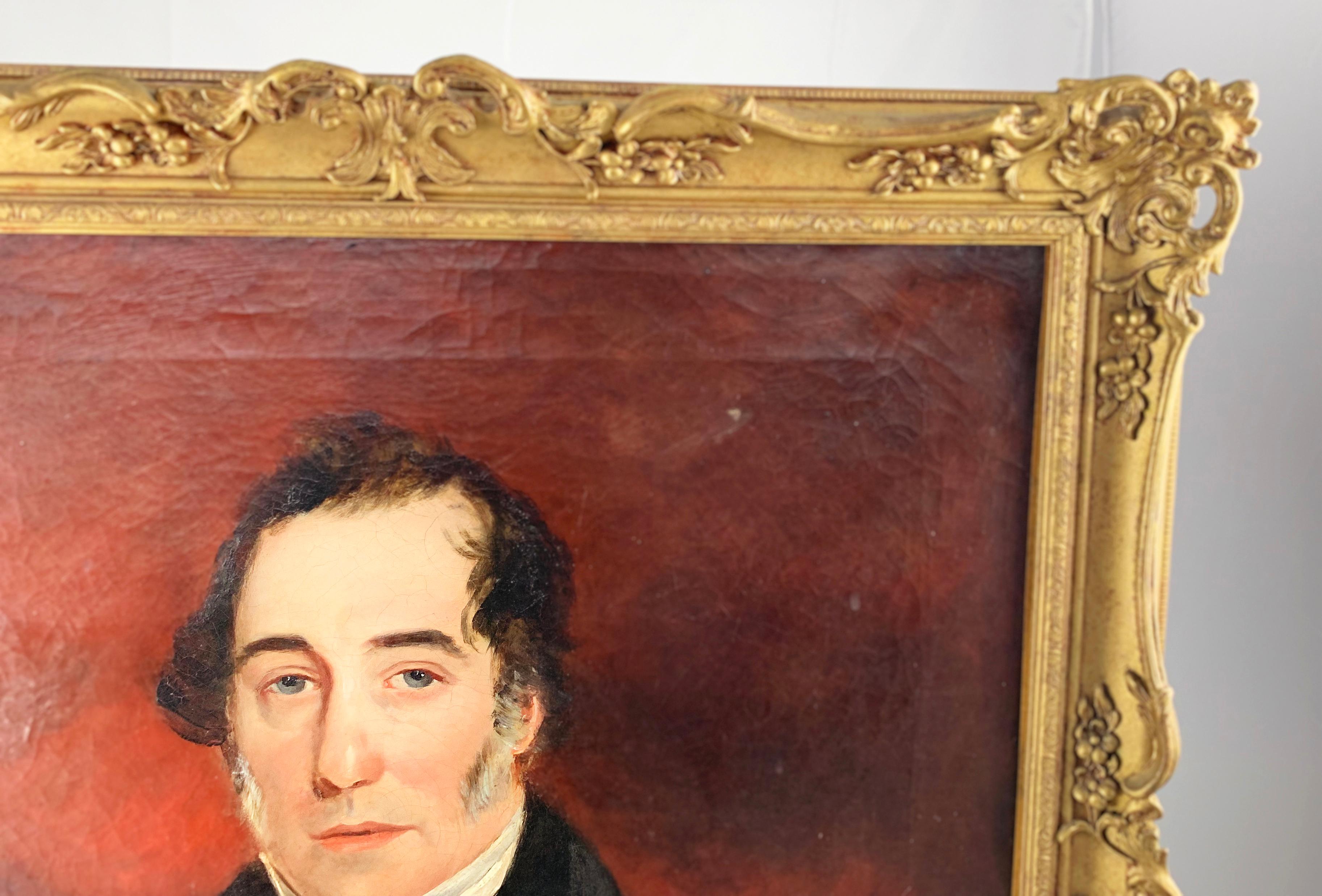 19th Century Oil On Canvas Portrait Of An English Gentleman In Good Condition For Sale In London, GB