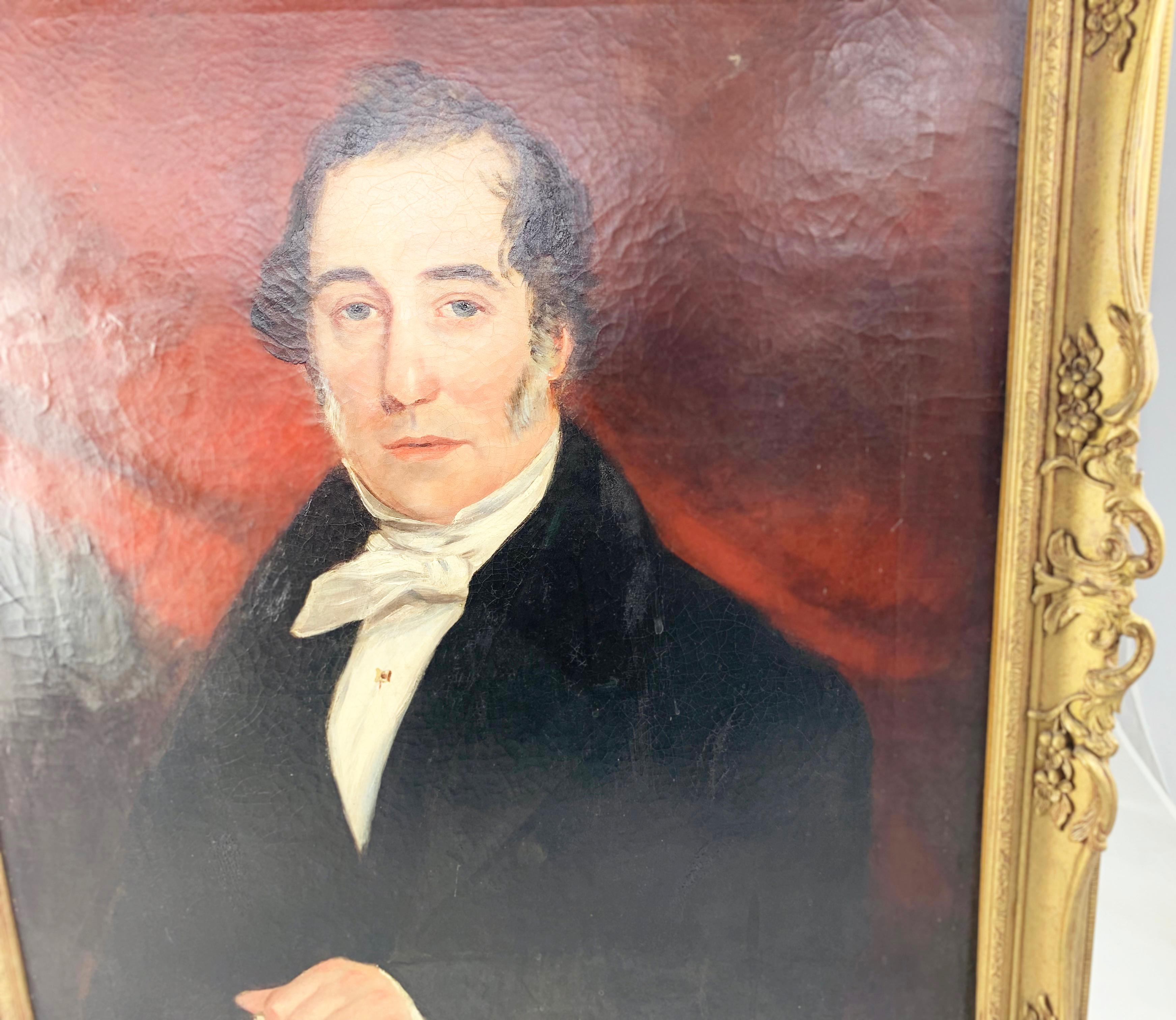 19th Century Oil On Canvas Portrait Of An English Gentleman For Sale 1