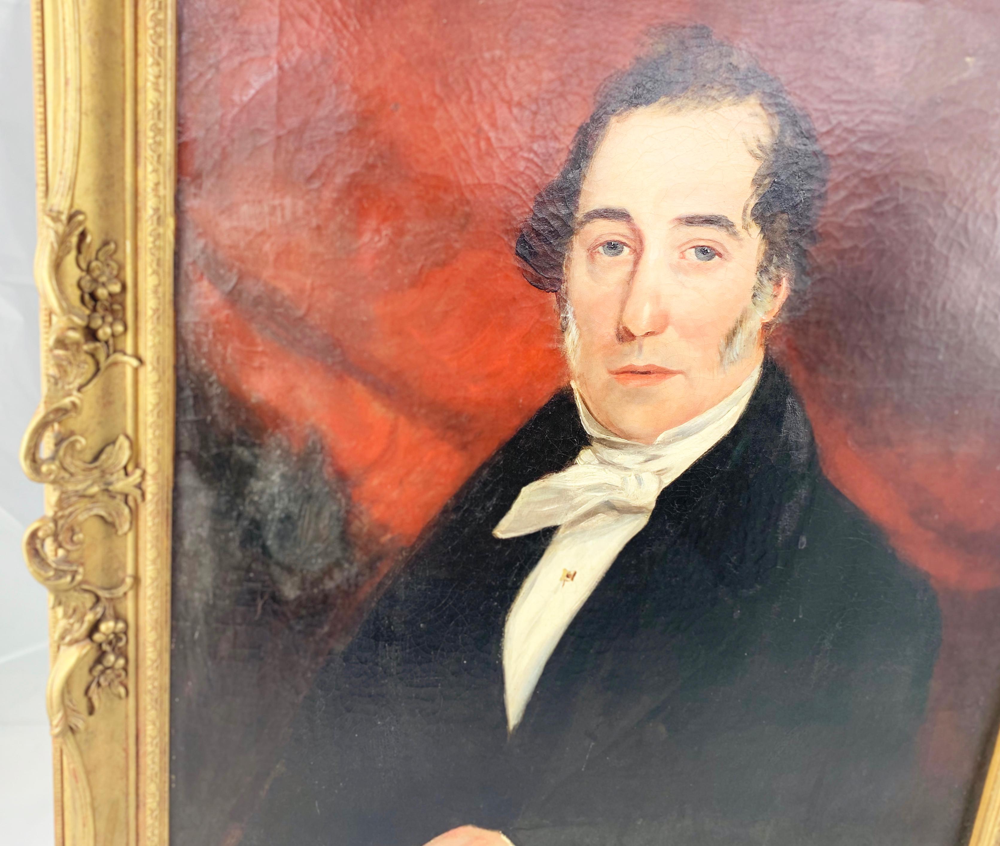 19th Century Oil On Canvas Portrait Of An English Gentleman For Sale 2