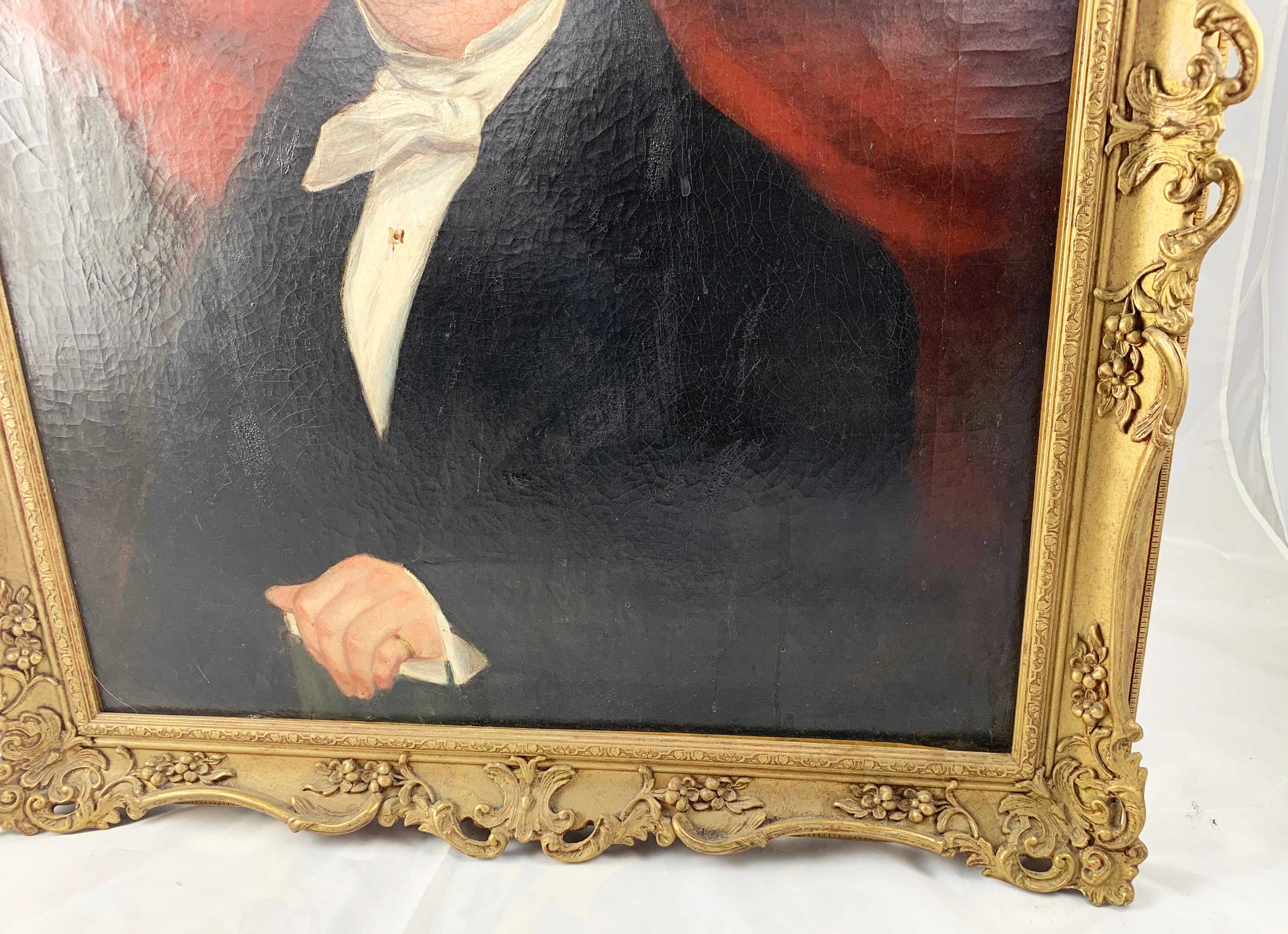 19th Century Oil On Canvas Portrait Of An English Gentleman For Sale 4