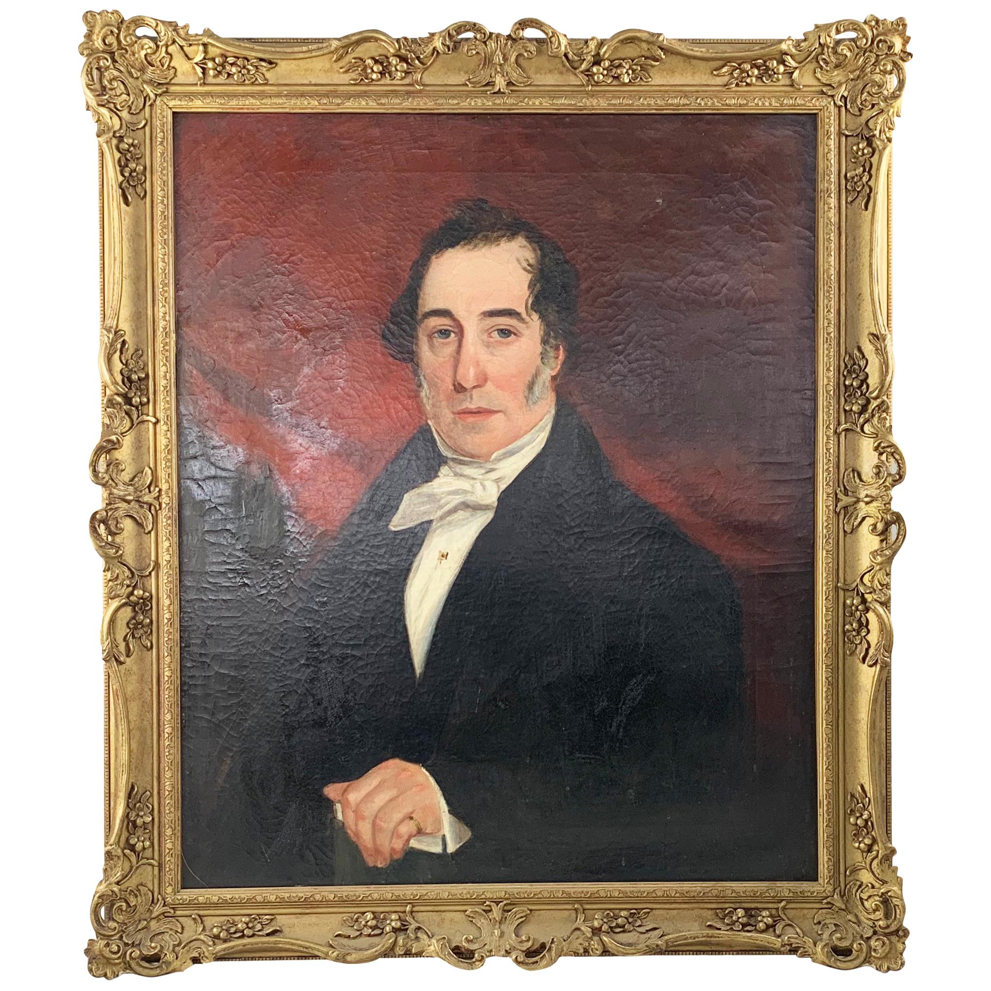 19th Century Oil On Canvas Portrait Of An English Gentleman For Sale