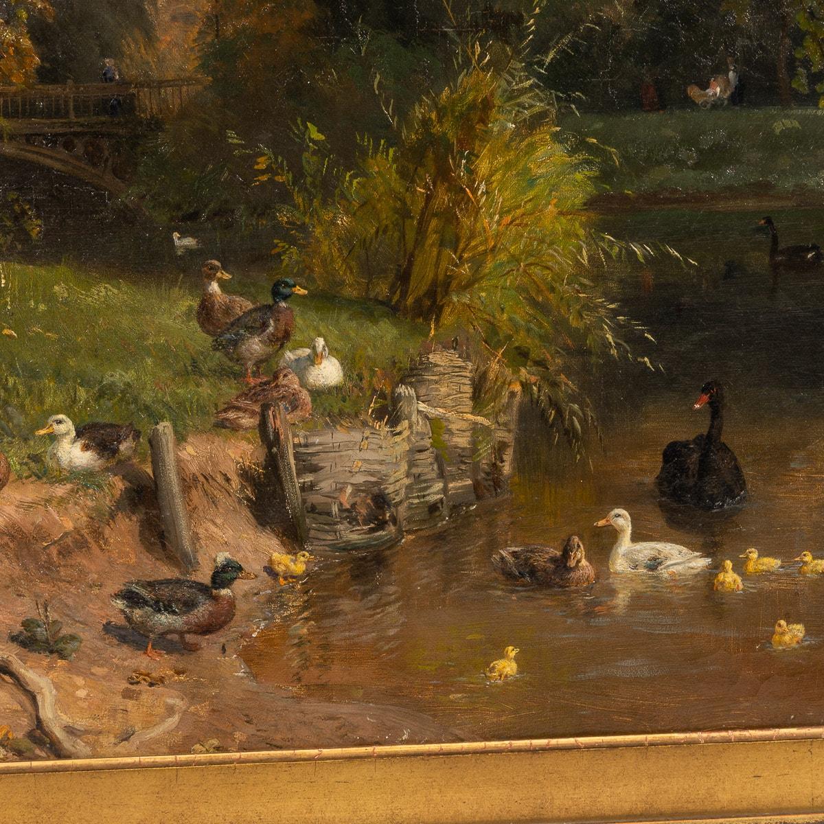 19. Jahrhundert Öl auf Leinwand Ländliches Gemälde, signiert Carl Jutz (1838 - 1916) im Angebot 7