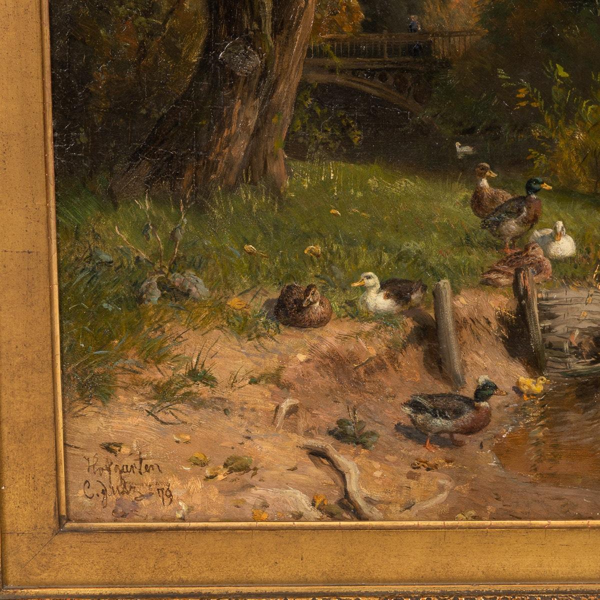 19. Jahrhundert Öl auf Leinwand Ländliches Gemälde, signiert Carl Jutz (1838 - 1916) im Angebot 8