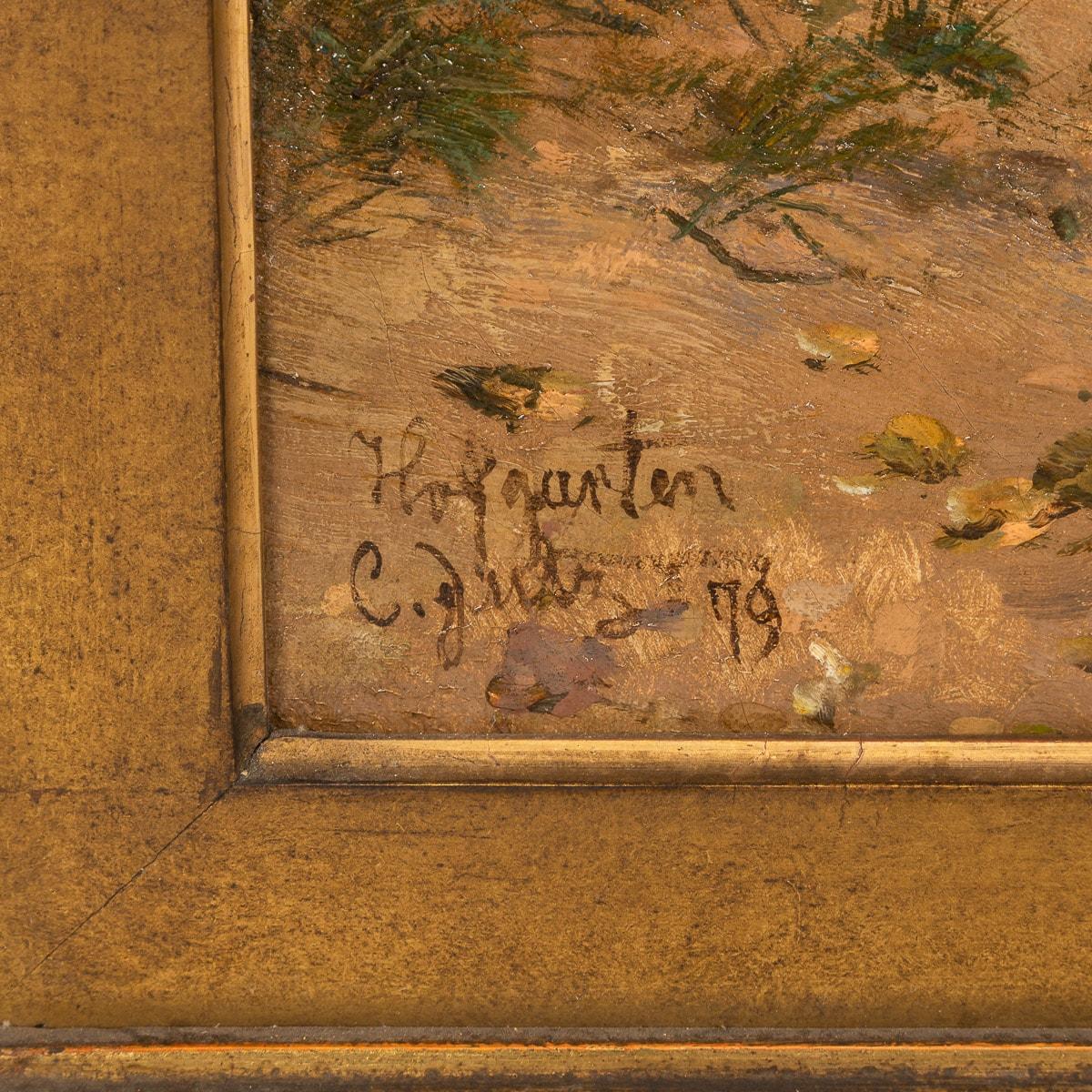 19. Jahrhundert Öl auf Leinwand Ländliches Gemälde, signiert Carl Jutz (1838 - 1916) im Angebot 9