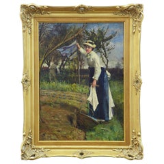 Antique 19th Century Oil on Canvas Rural Scene by John Robertson Reid