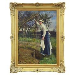 Antique 19th century oil on canvas rural scene by John Robertson Reid