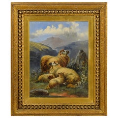 19th Century, Oil on Canvas, Sheep in a Landscape by Thomas George Cooper