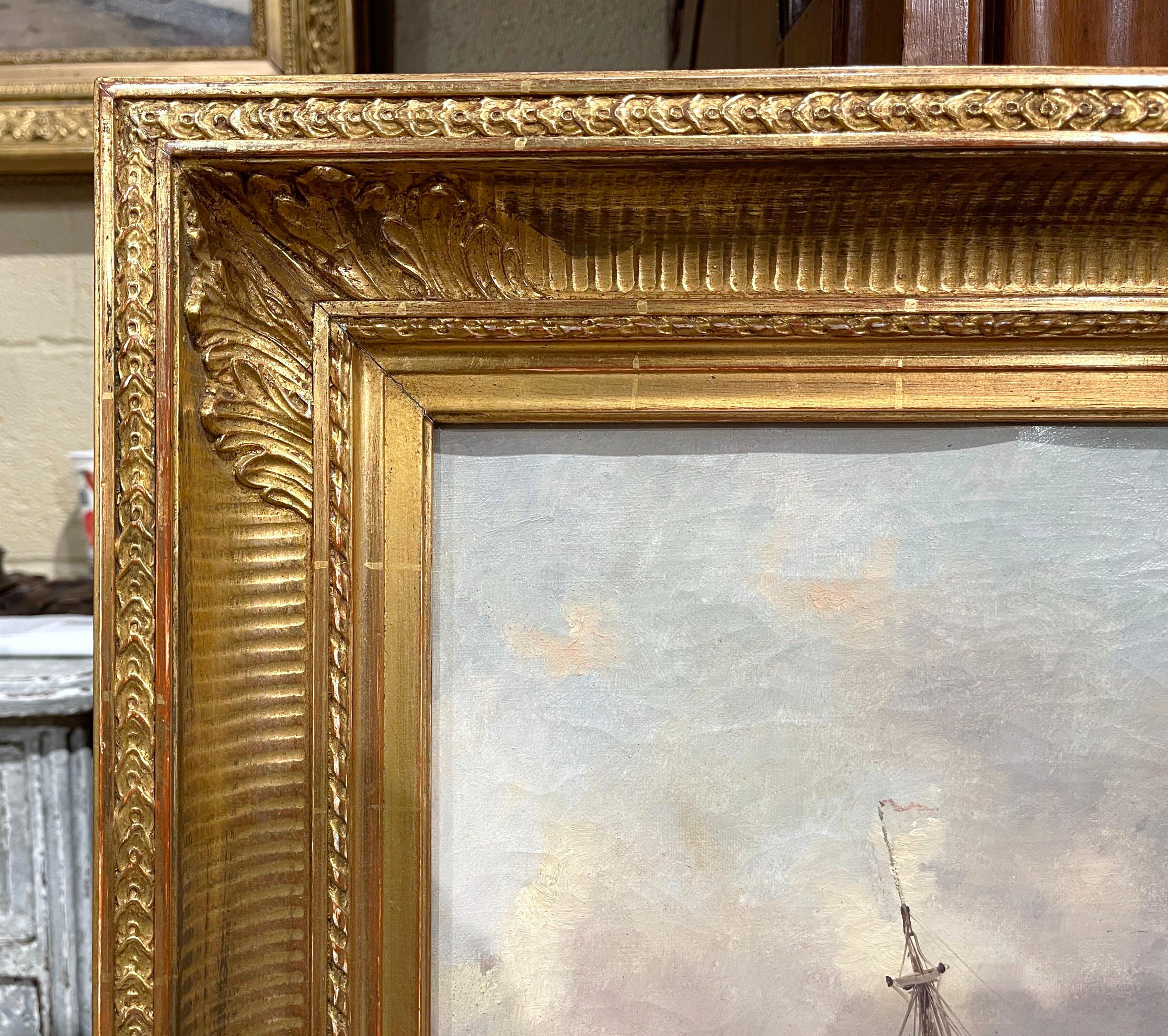 19th Century Oil on Canvas Ship Painting Signed E. Dupuy for E. Galien-Laloue 1
