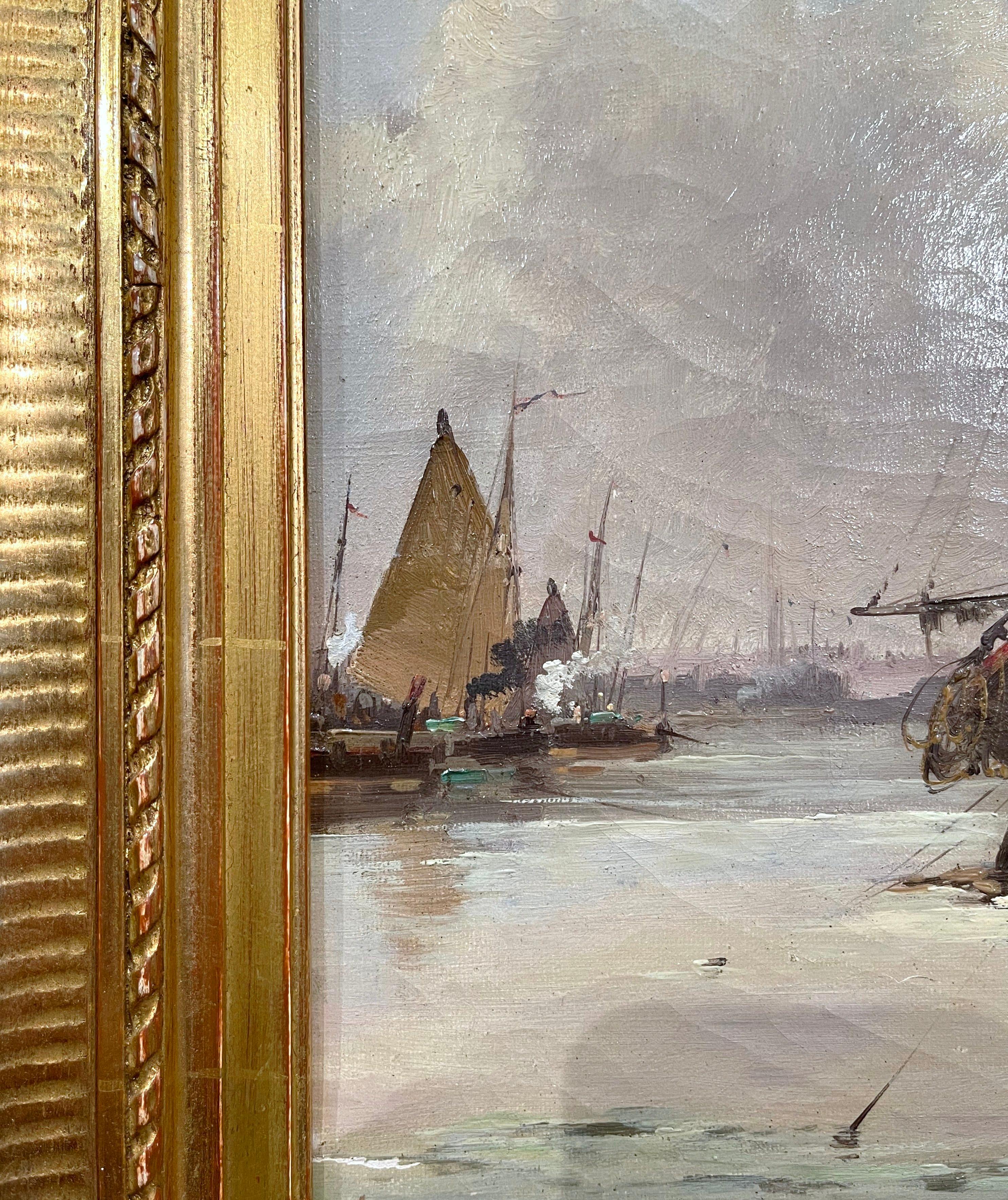 19th Century Oil on Canvas Ship Painting Signed E. Dupuy for E. Galien-Laloue 2