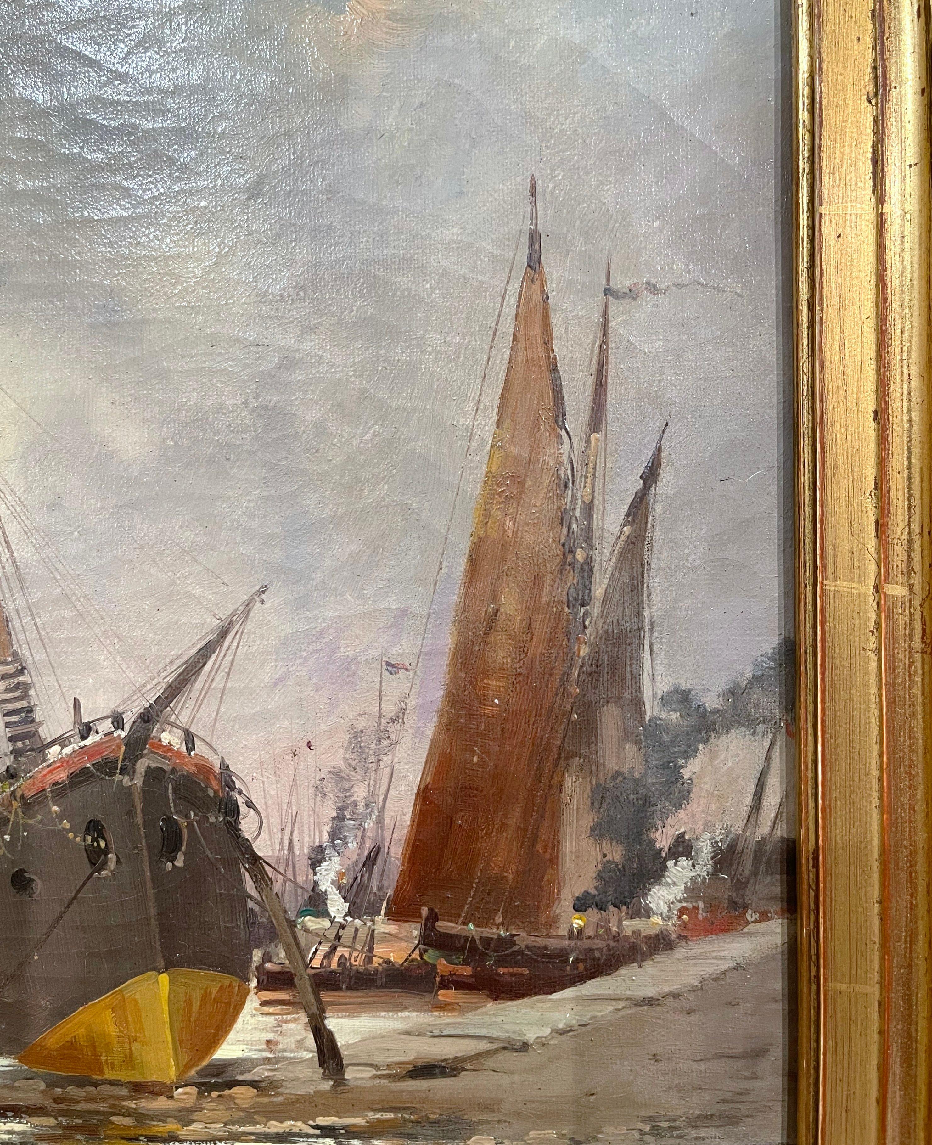 19th Century Oil on Canvas Ship Painting Signed E. Dupuy for E. Galien-Laloue 4