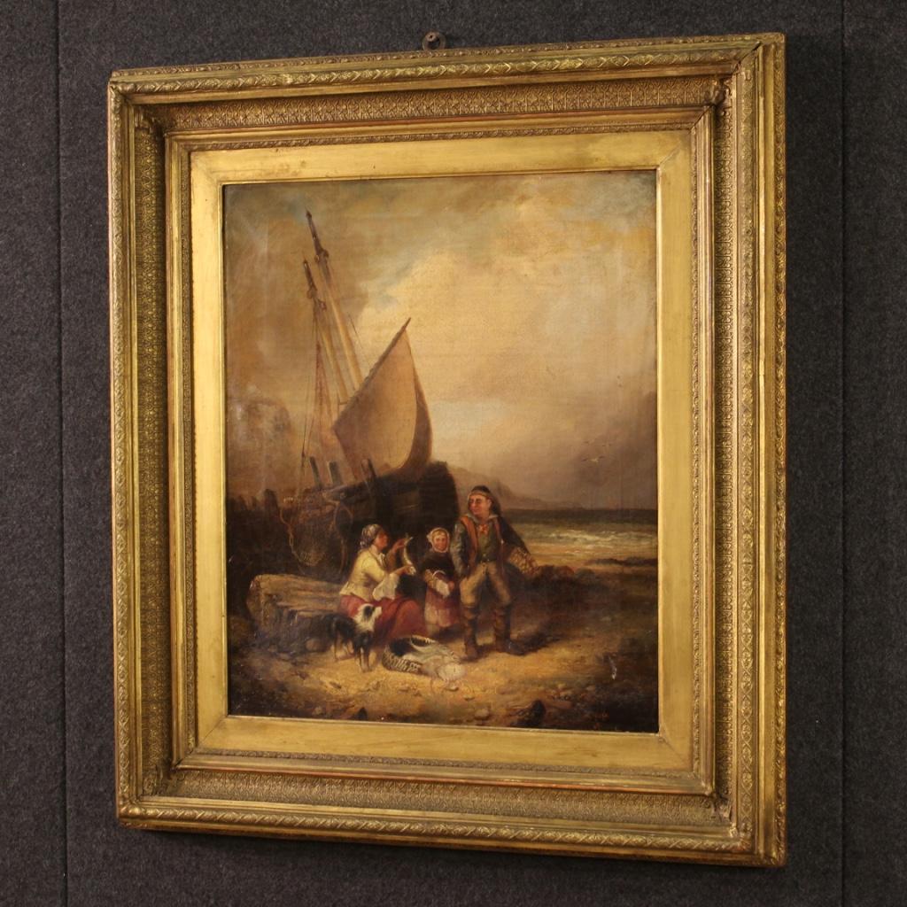 19th Century Oil on Canvas Signed and Dated English Seascape Painting, 1868  For Sale 5