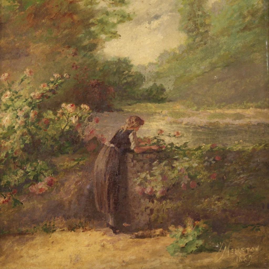 19th Century Oil on Canvas Signed and Dated French Landscape Painting, 1889