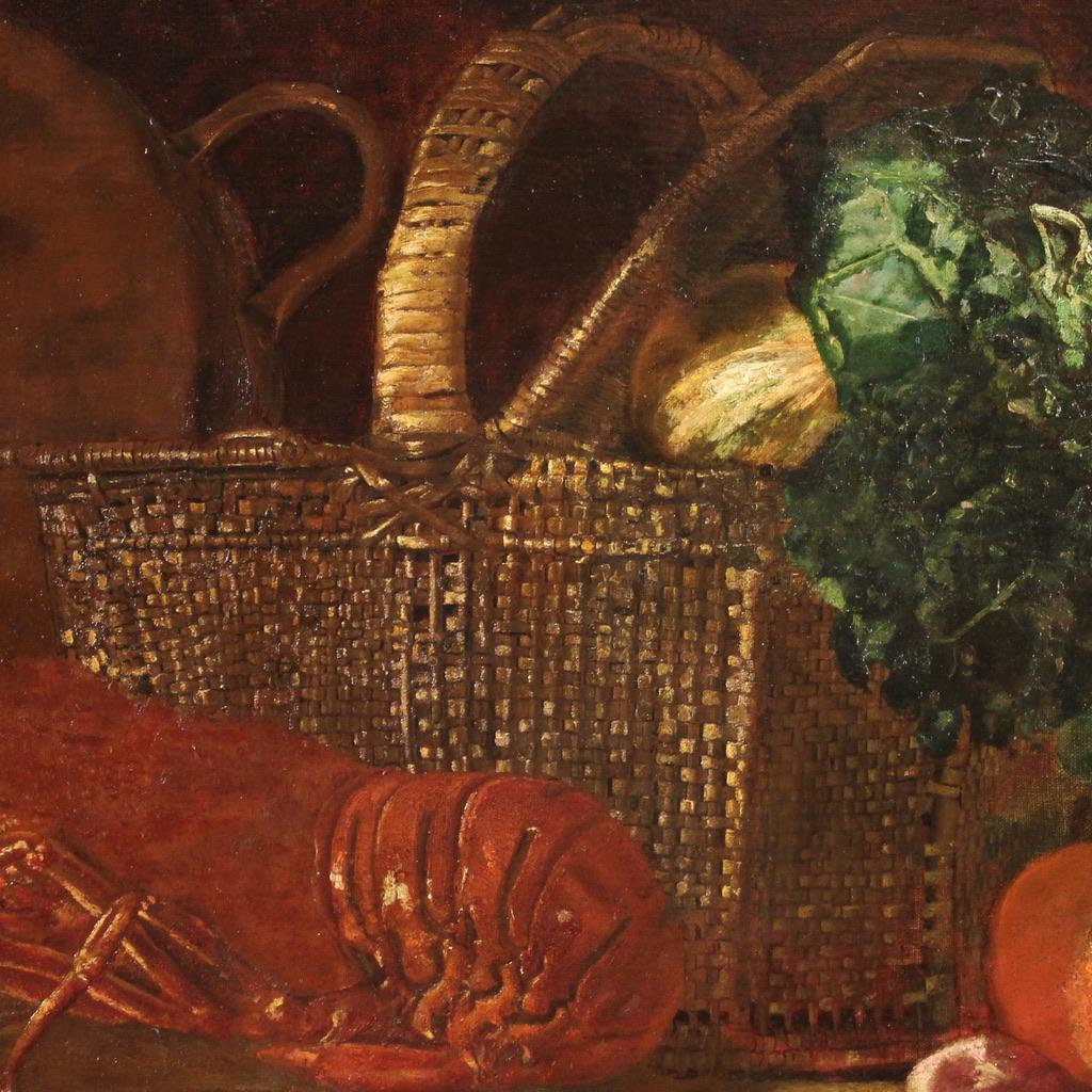 19th Century Oil on Canvas Signed and Dated Spanish Still Life Painting, 1883 For Sale 11