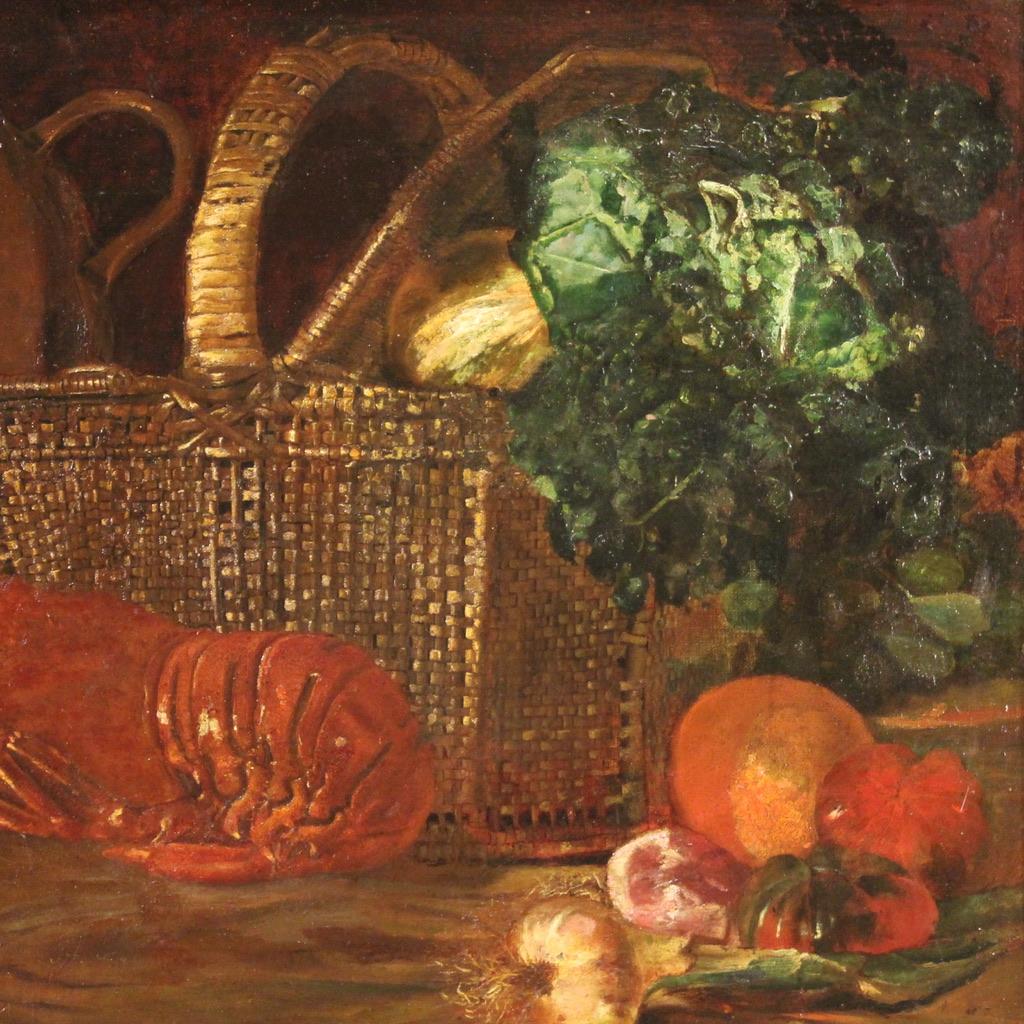 Late 19th Century 19th Century Oil on Canvas Signed and Dated Spanish Still Life Painting, 1883 For Sale