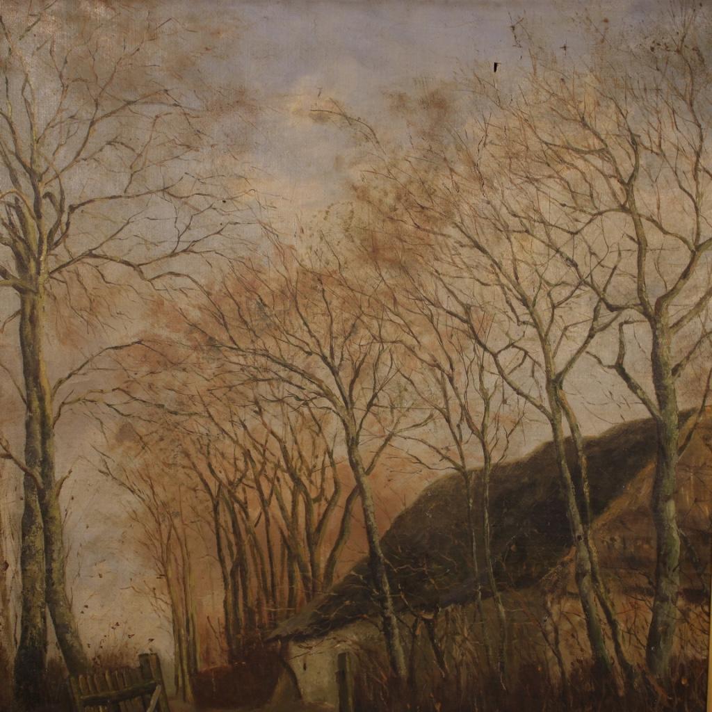 19th Century Oil on Canvas Signed French Landscape Painting, 1887 In Fair Condition In Vicoforte, Piedmont