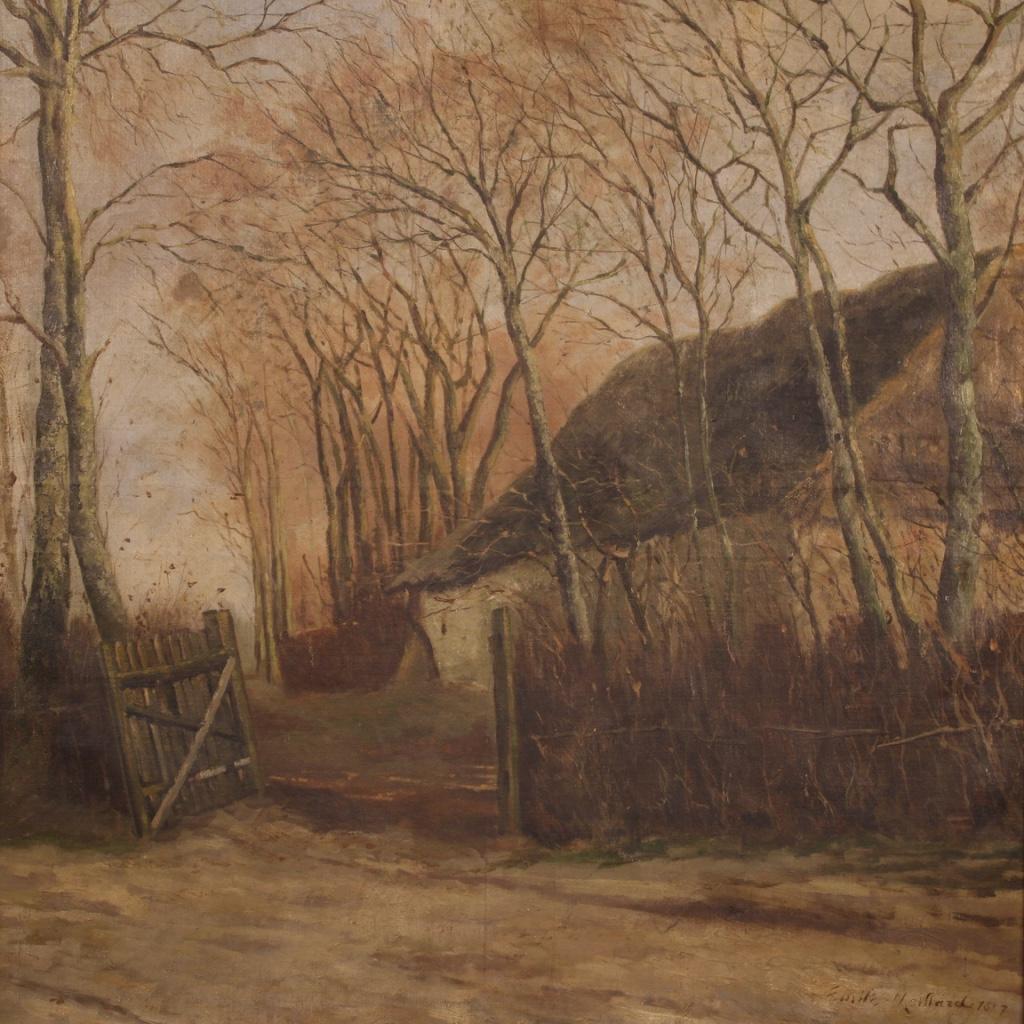 Late 19th Century 19th Century Oil on Canvas Signed French Landscape Painting, 1887