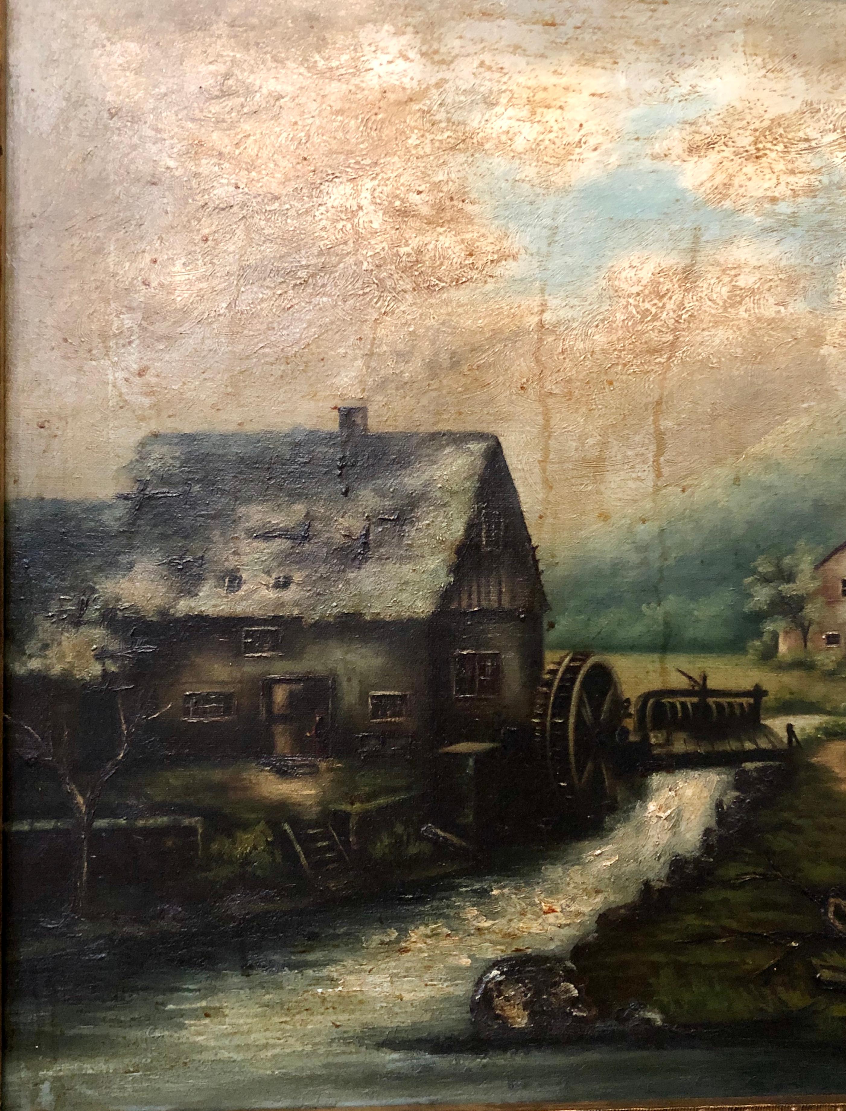 Wood 19th Century Oil on Canvas Signed G. Campbell Stoddard Dated 1896