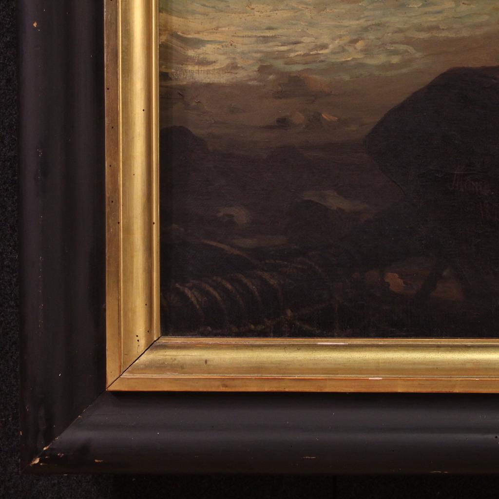 19th Century Oil on Canvas Signed Mauro Conconi Painting Christopher Colombus in vendita 1