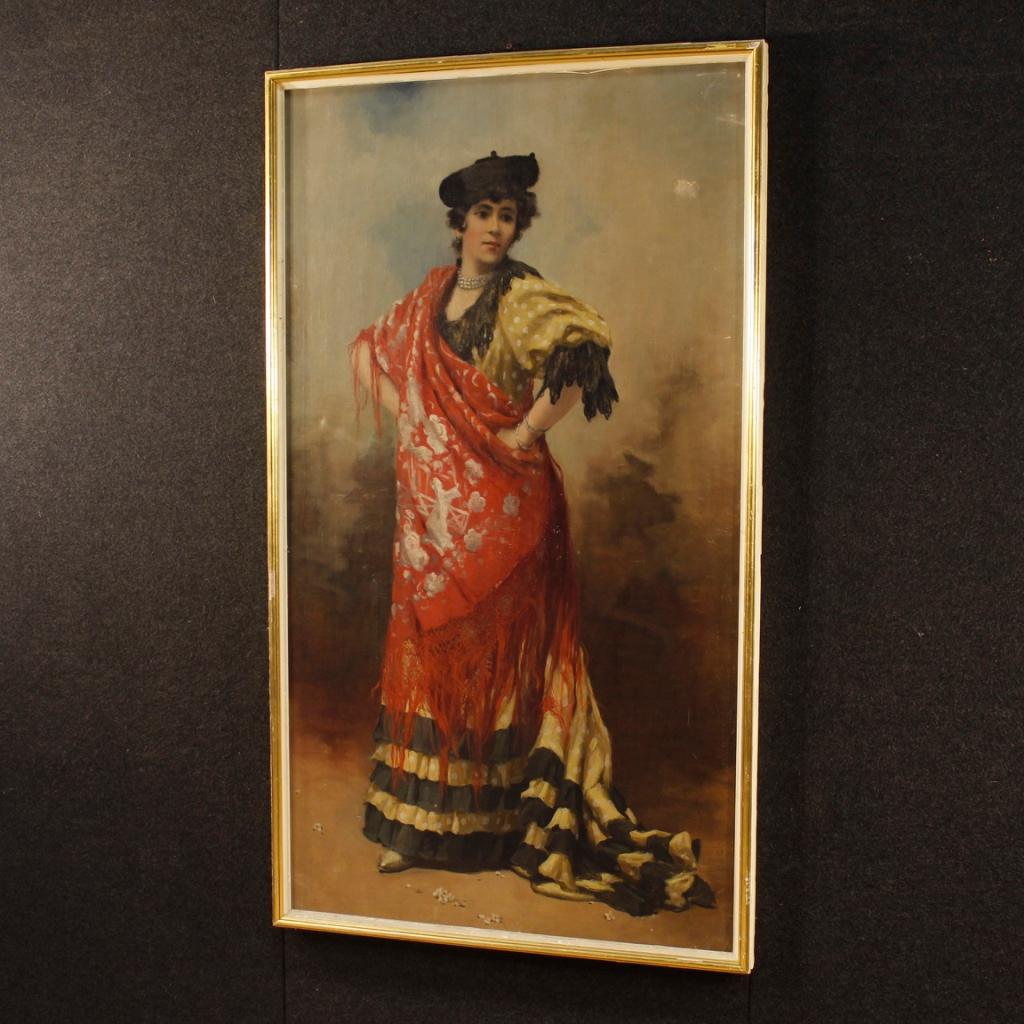 19th Century Oil on Canvas Spanish Dancer Portrait Painting, 1890 6