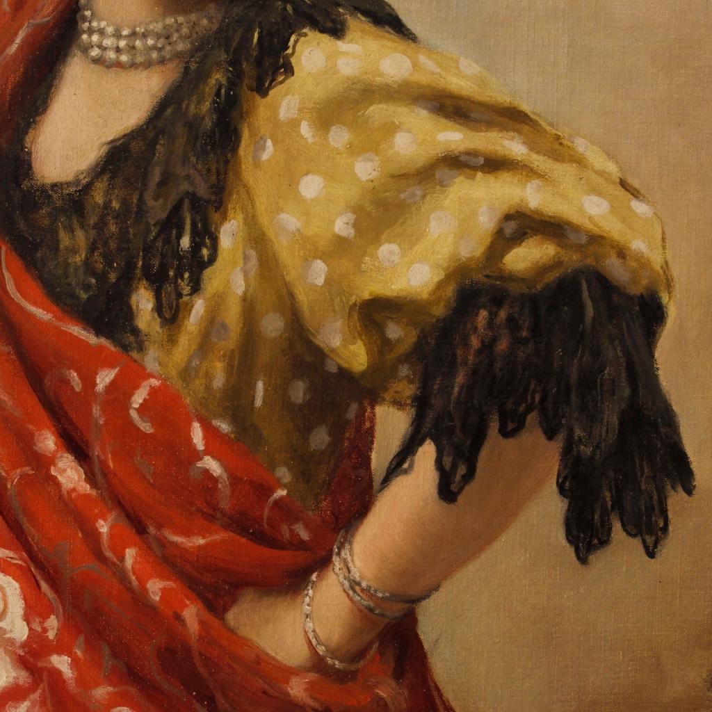 19th Century Oil on Canvas Spanish Dancer Portrait Painting, 1890 1