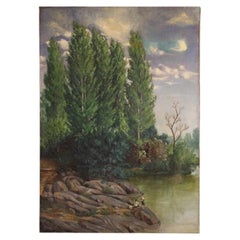19th-Century Oil-on-Canvas Spanish Landscape Painting, Signed "C. Coll" and Dated 1883
