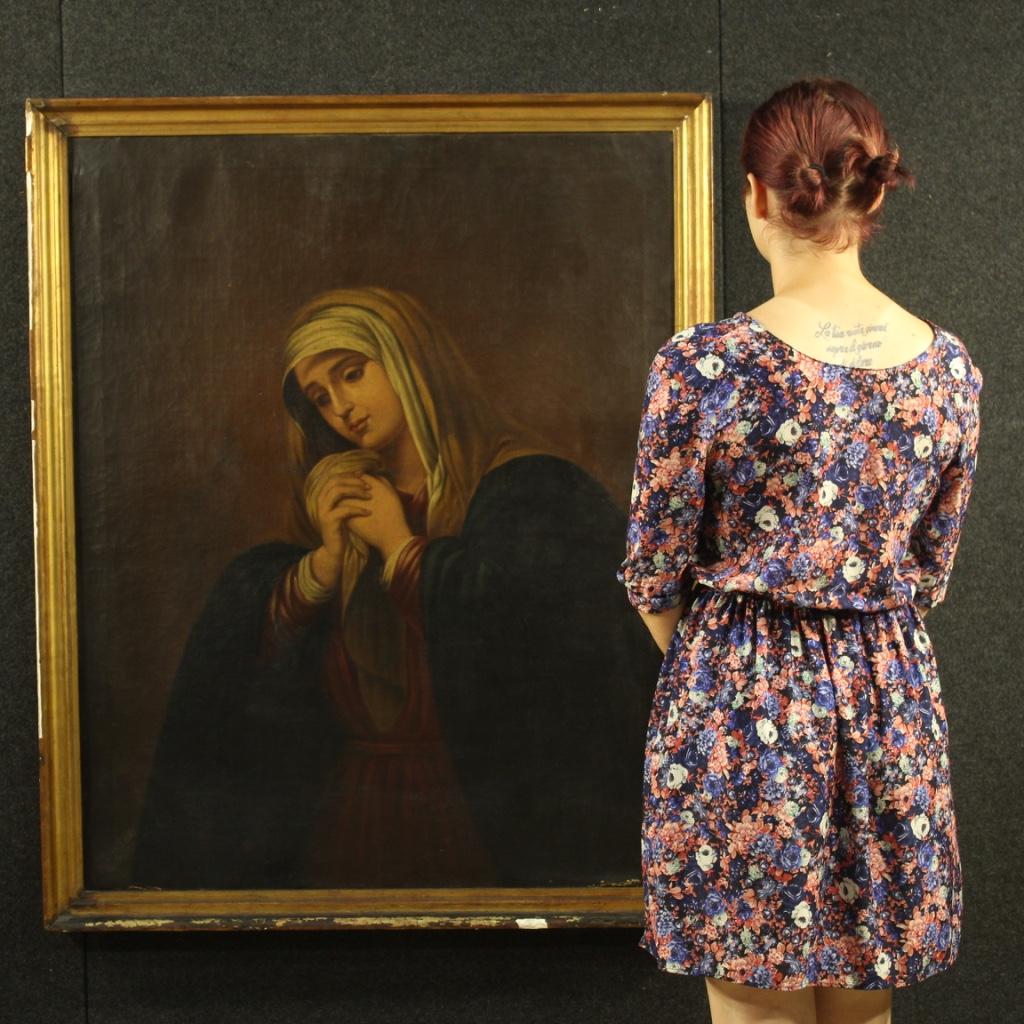 19th Century Oil on Canvas Spanish Religious Virgin Painting, 1853 7