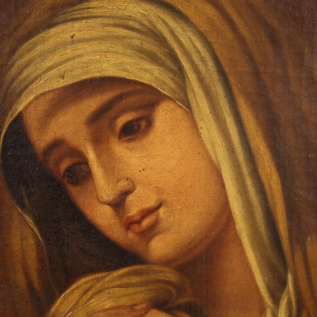 19th Century Oil on Canvas Spanish Religious Virgin Painting, 1853 1