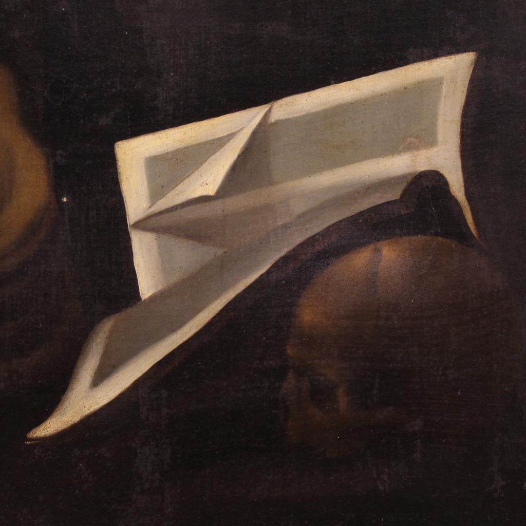 19. Jahrhundert Öl auf Leinwand Spanisch Heiliger Franz von Assisi Gemälde datiert 1865 im Angebot 6