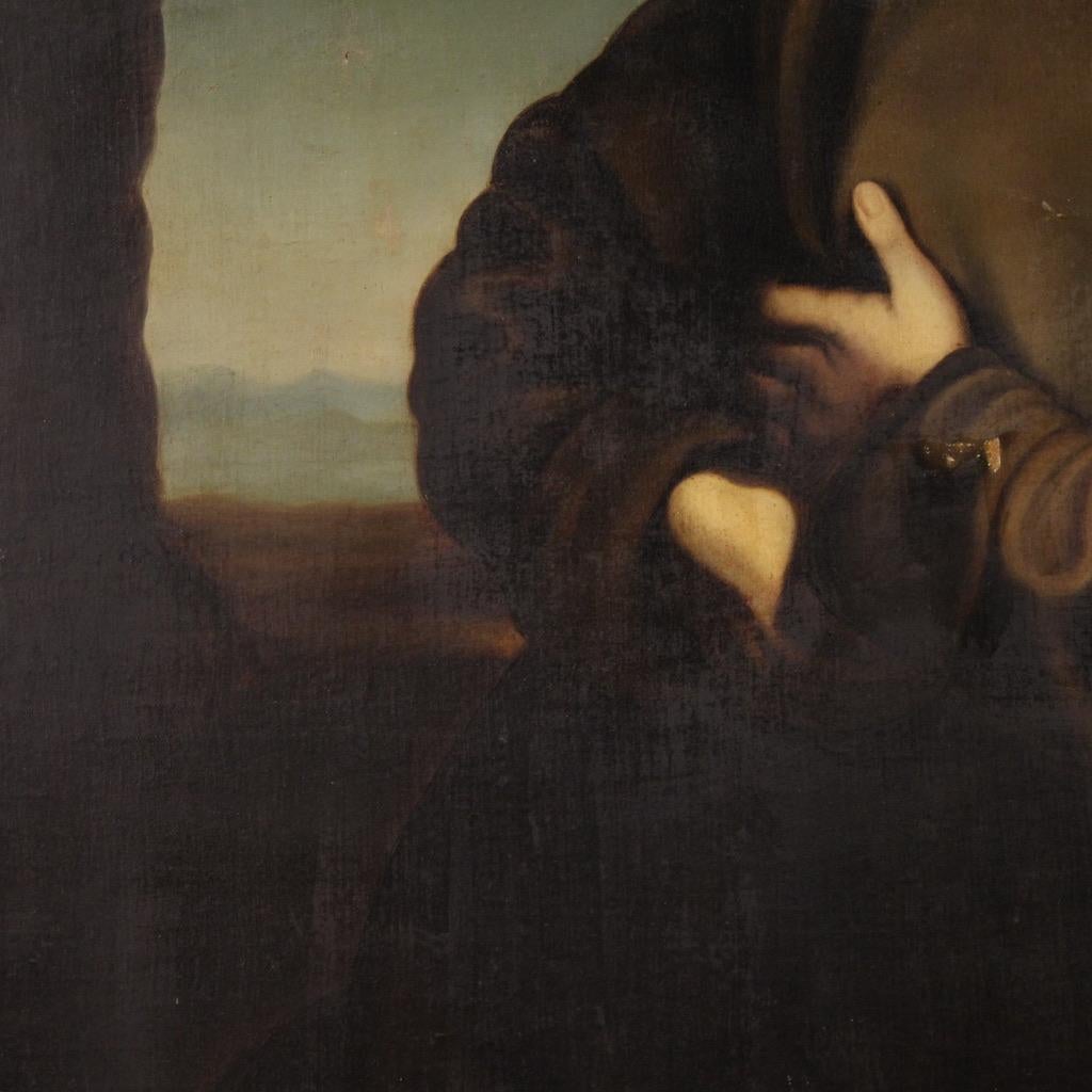 19. Jahrhundert Öl auf Leinwand Spanisch Heiliger Franz von Assisi Gemälde datiert 1865 im Angebot 8