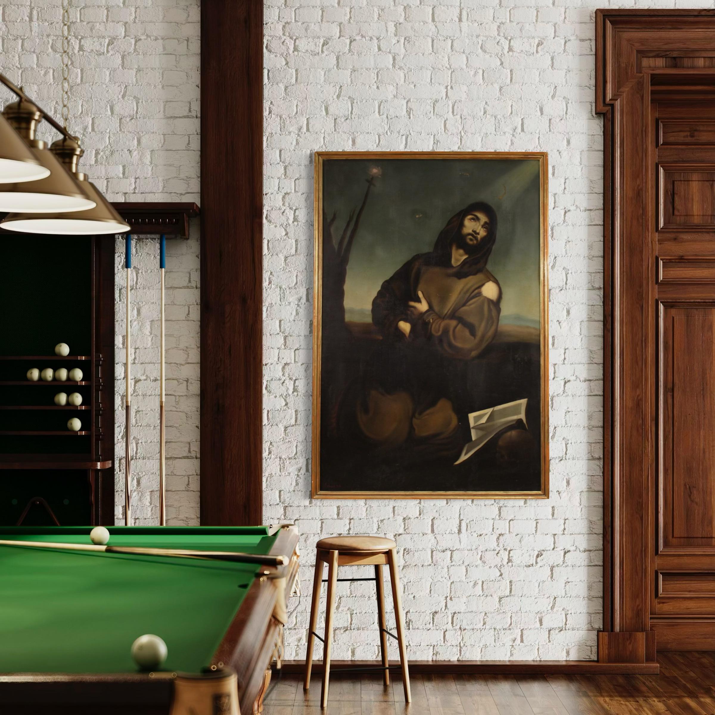 19. Jahrhundert Öl auf Leinwand Spanisch Heiliger Franz von Assisi Gemälde datiert 1865 (Mid-19th Century) im Angebot