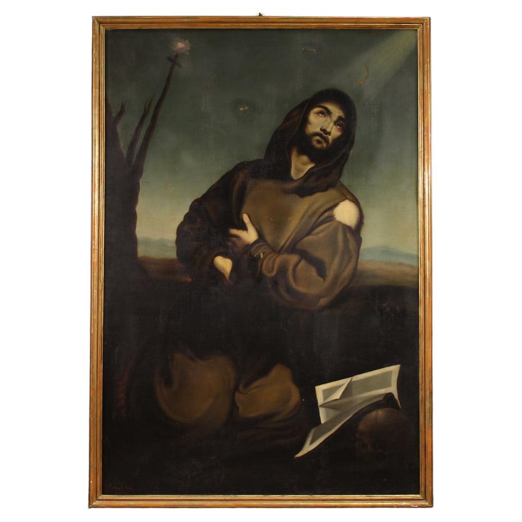 19. Jahrhundert Öl auf Leinwand Spanisch Heiliger Franz von Assisi Gemälde datiert 1865