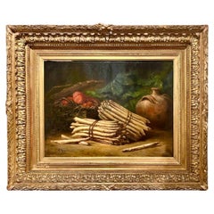 Nature morte à l'huile sur toile du 19e siècle dans un cadre doré