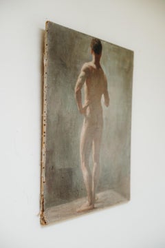 19. Jahrhundert Öl auf Leinwand, Studie eines männlichen Aktes ...