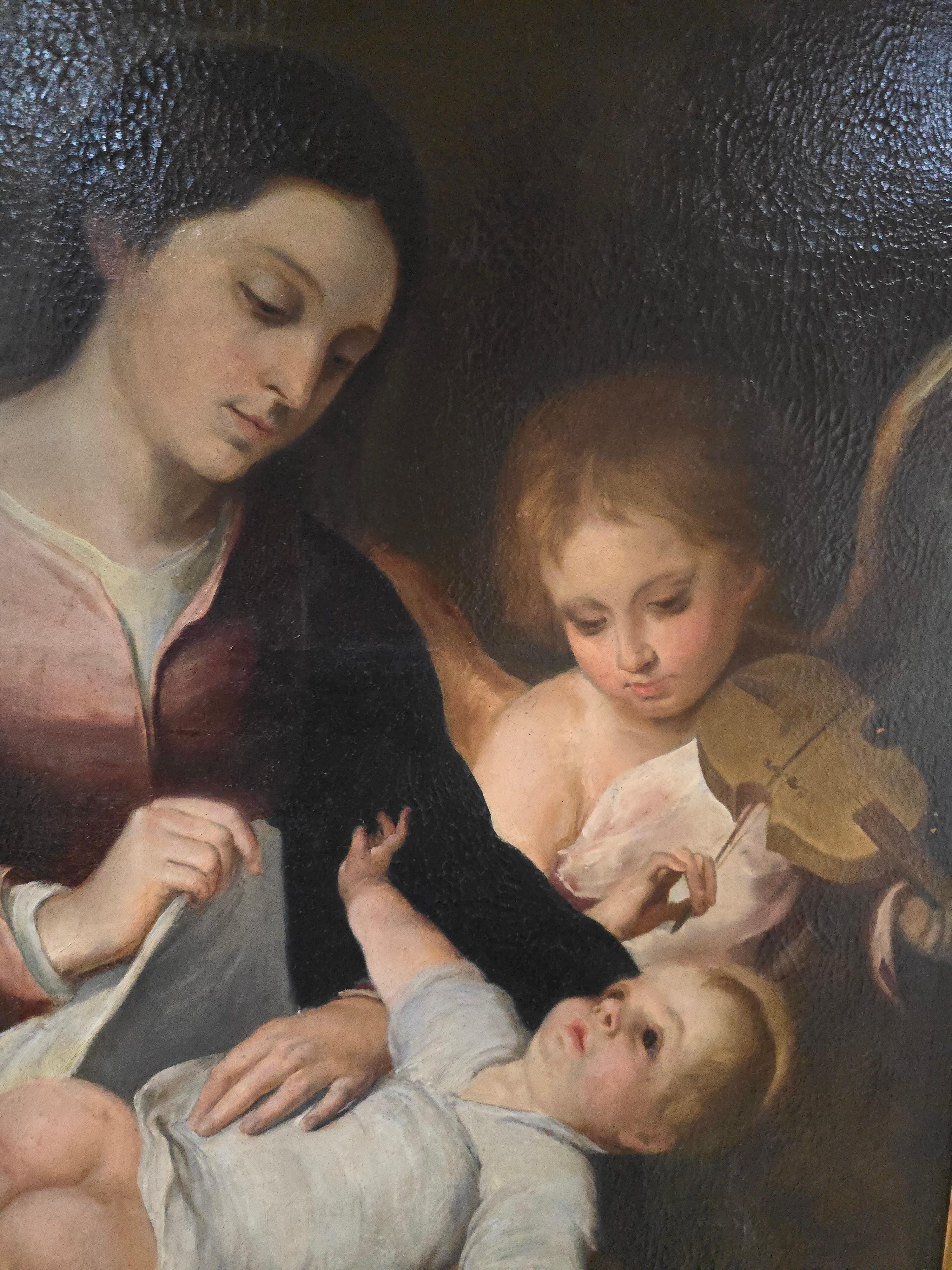 Huile sur toile du XIXe siècle - La Nativité de Jésus en vente 1