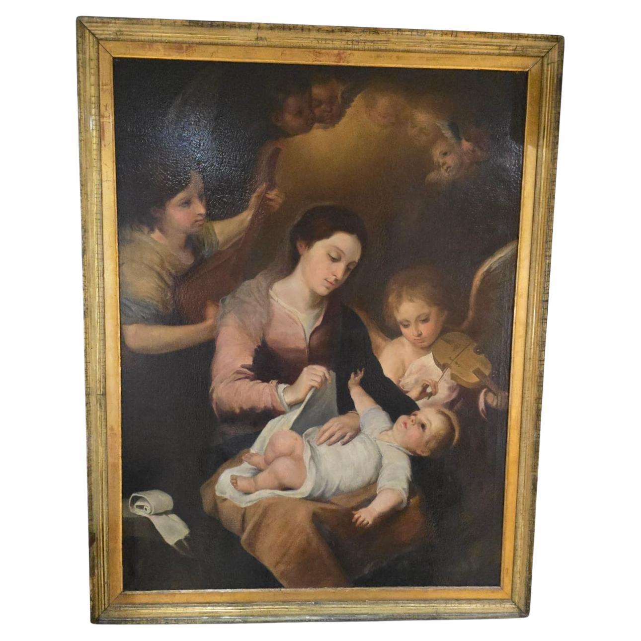 19th-Century Oil on Canvas – The Nativity of Jesus
