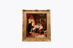 19th Century Oil On Canvas Titled ‘Dean Swift & The Young Merchant’ By T.P. Hall