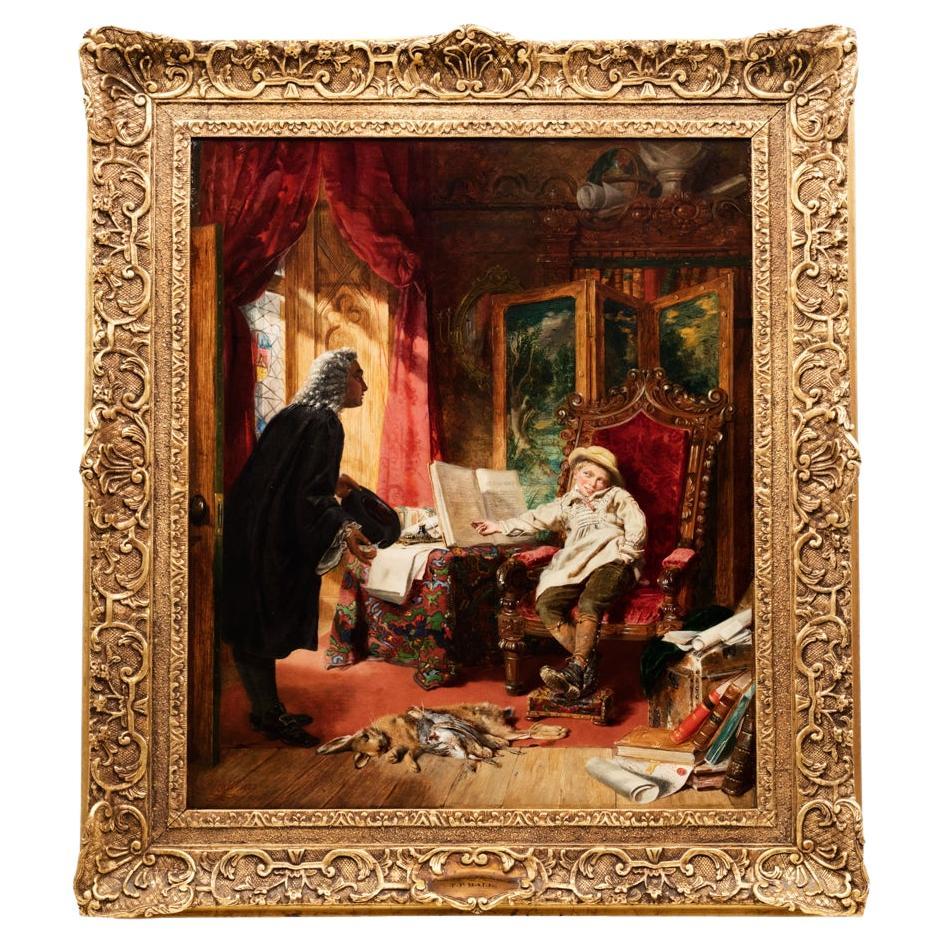 19th Century Oil On Canvas Titled ‘Dean Swift & The Young Merchant’ By T.P. Hall For Sale
