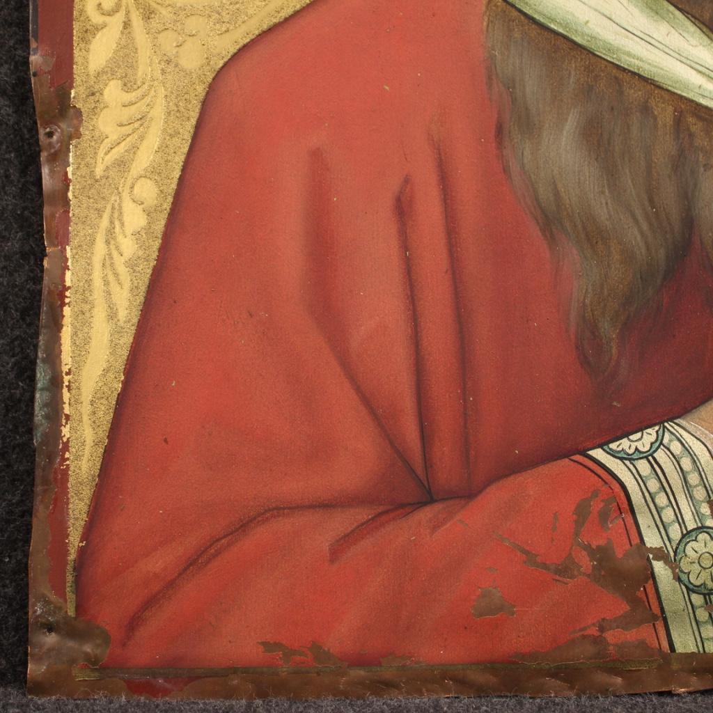 19th Century Oil on Copper Antique Religious Italian Painting Saint Matthew 3