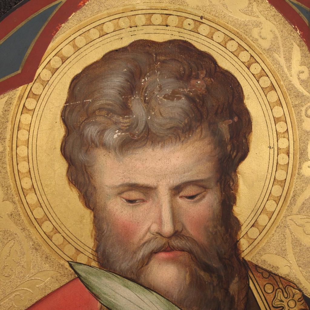 19th Century Oil on Copper Antique Religious Italian Painting Saint Matthew 4