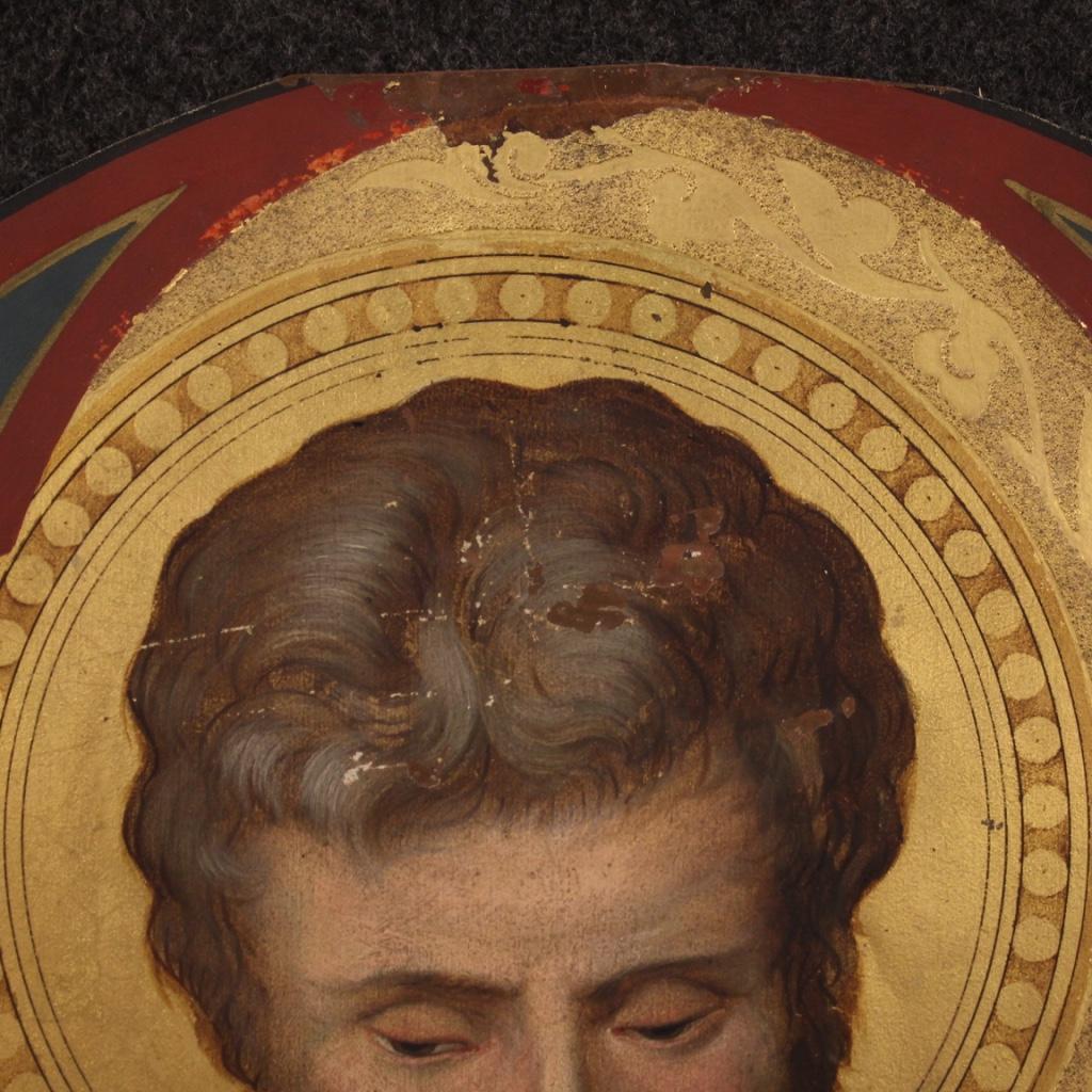 19th Century Oil on Copper Antique Religious Italian Painting Saint Matthew 5