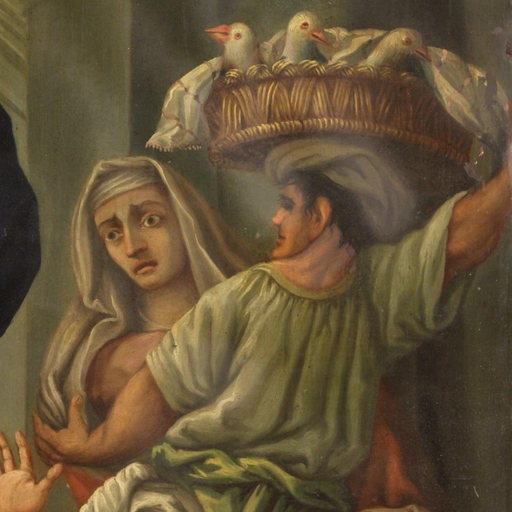 Mid-19th Century 19th Century Oil on Copper Italian Religious Painting Merchants, 1860 For Sale