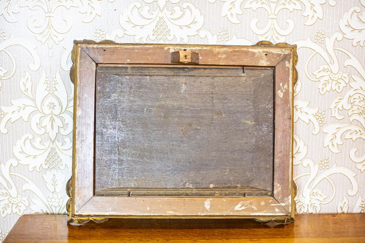 19th-Century Oil on Hardboard Depicting River in Gold Frame For Sale 4