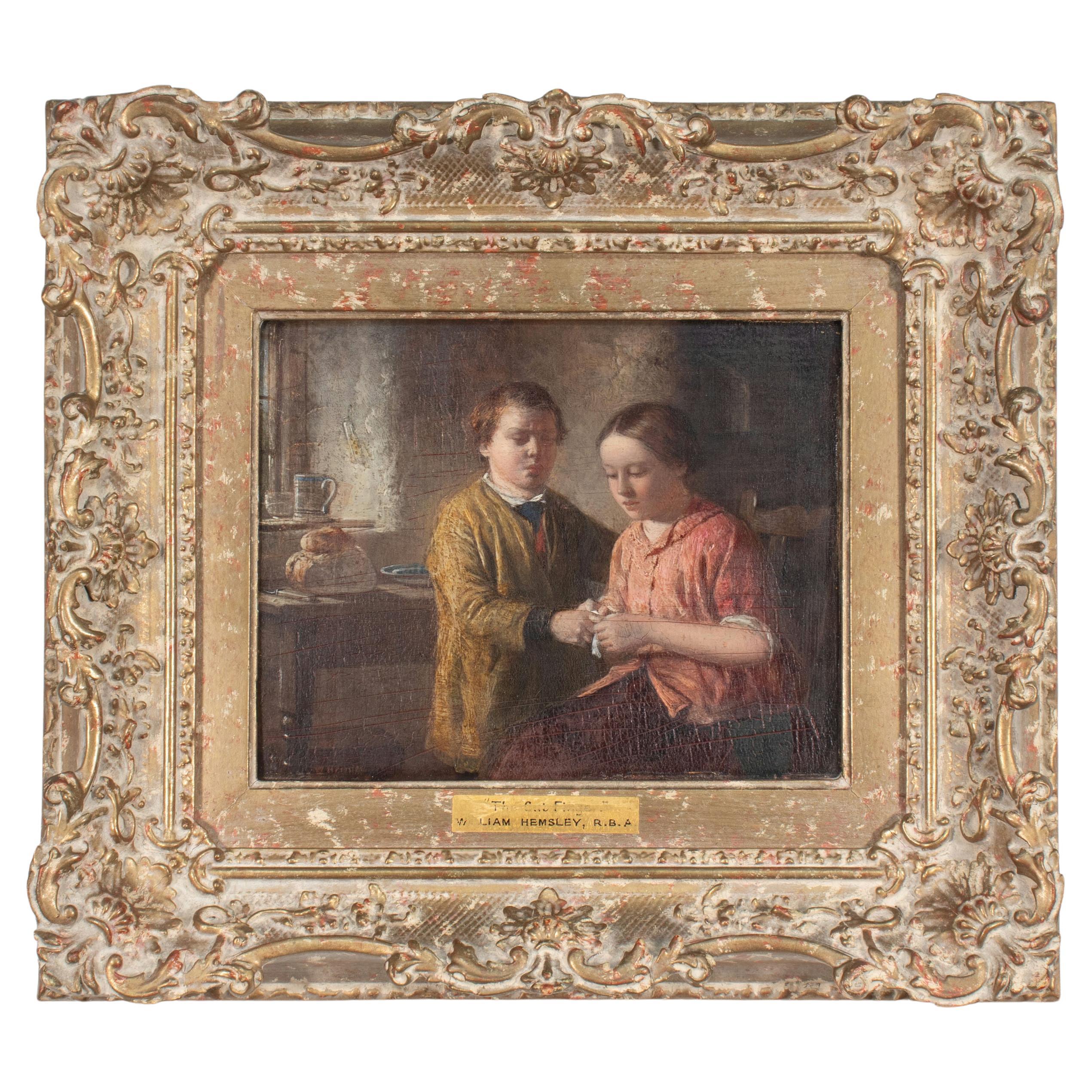 Huile sur panneau d'acajou du 19e siècle par William M Hensley (britannique, 1819-1883)
