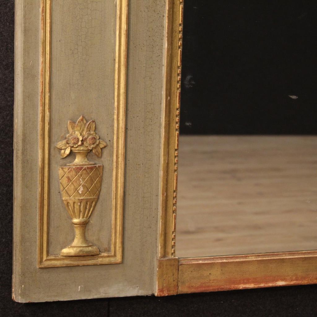 19th Century Oil on Panel French Trumeau Louis XVI Style, Mirror with Painting In Good Condition In Vicoforte, Piedmont