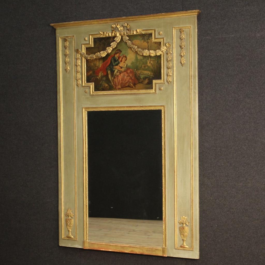 19th Century Oil on Panel French Trumeau Louis XVI Style, Mirror with Painting 2