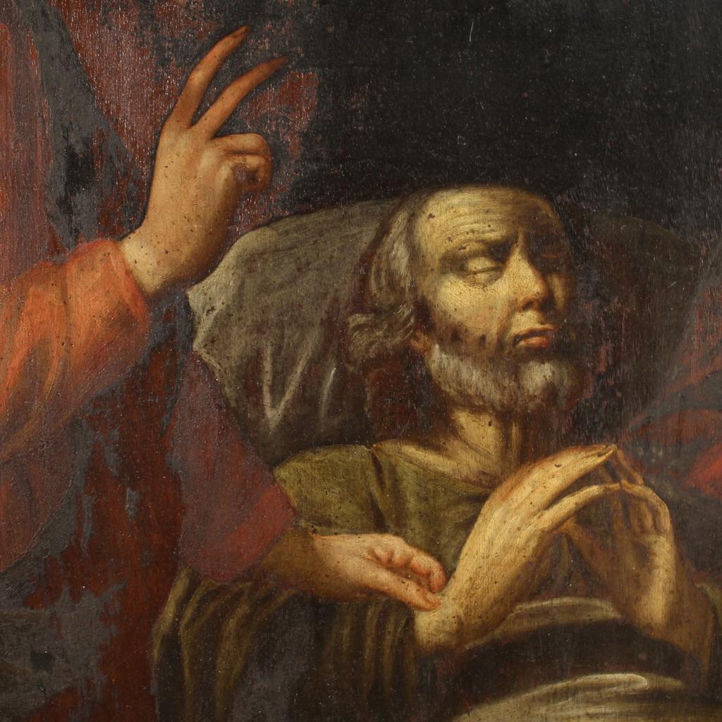 19th Century Oil on Panel Italian Antique Religious Painting Death of Joseph 6